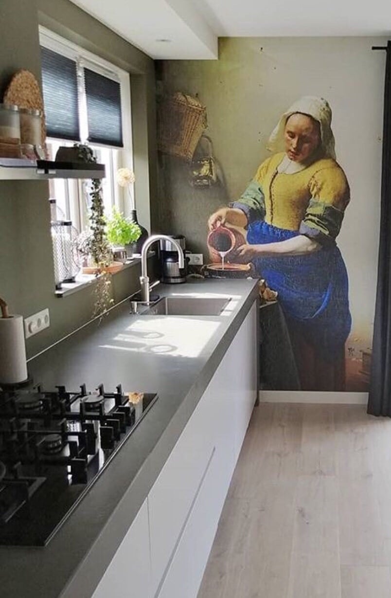 suiker paspoort Bouwen Fotobehang - 029.37 Het melkmeisje van Vermeer - Fotobehang van Fotomuur