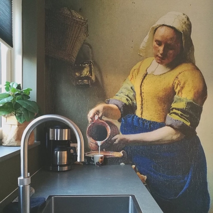 suiker paspoort Bouwen Fotobehang - 029.37 Het melkmeisje van Vermeer - Fotobehang van Fotomuur