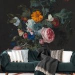 Fotobehang - 055.09 Bloemstilleven met horloge en blauwe strik