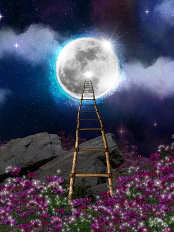Fotobehang – Ladder naar de maan – Fantasie