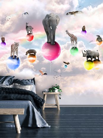 Fotobehang – Dieren op ballonnen – Fantasie