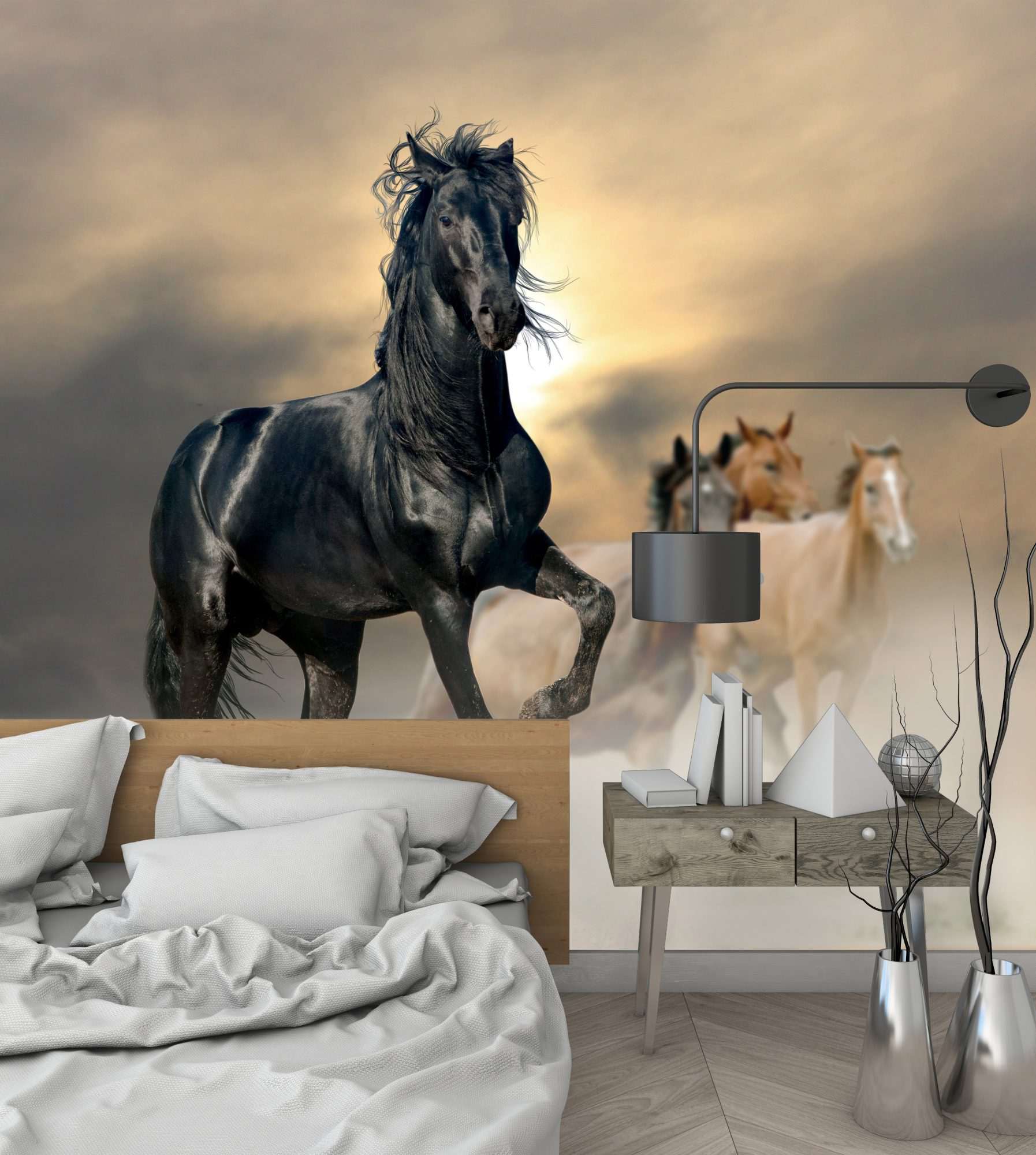 Zwart Paard in de Natuur