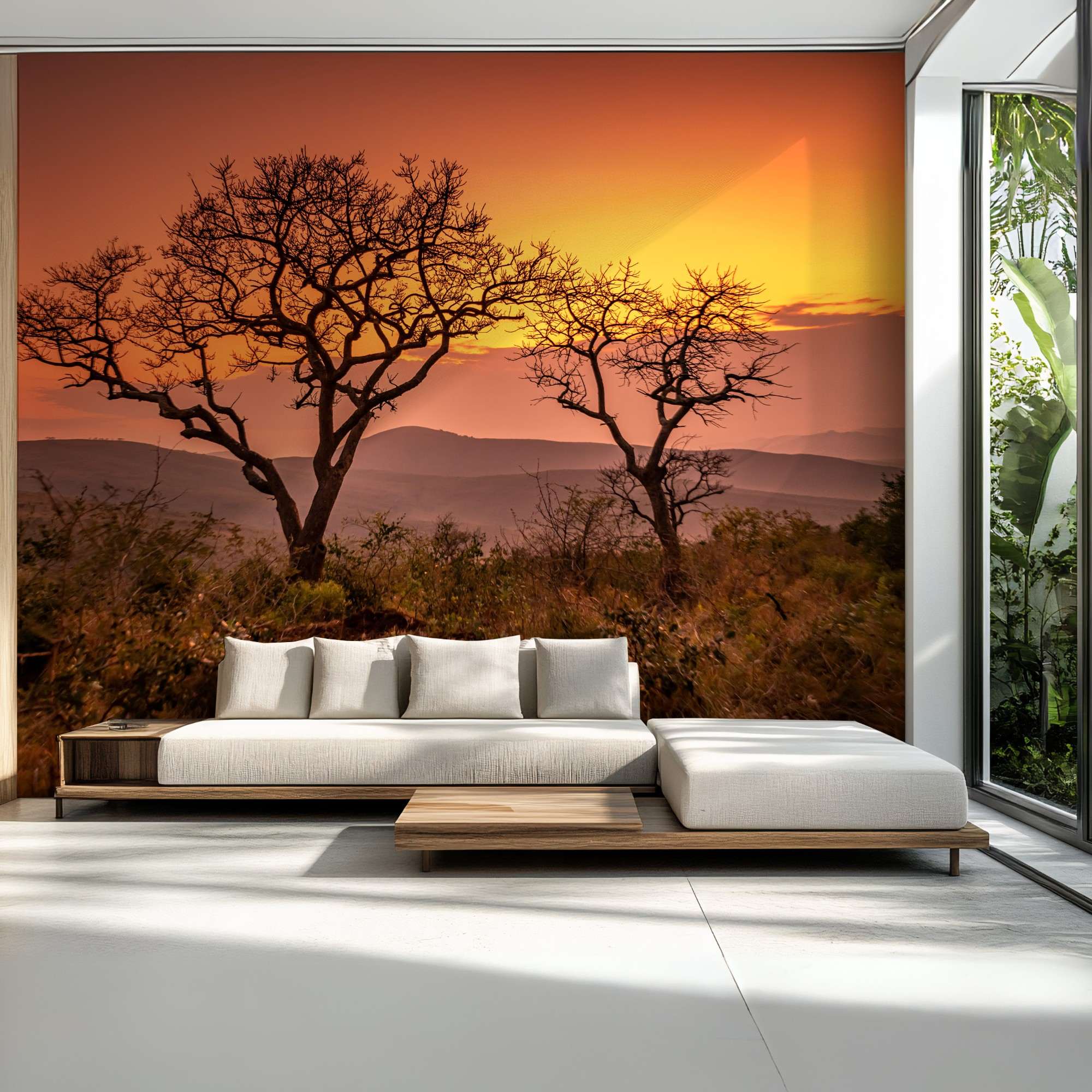 Afrikaanse Savanne bij Zonsondergang