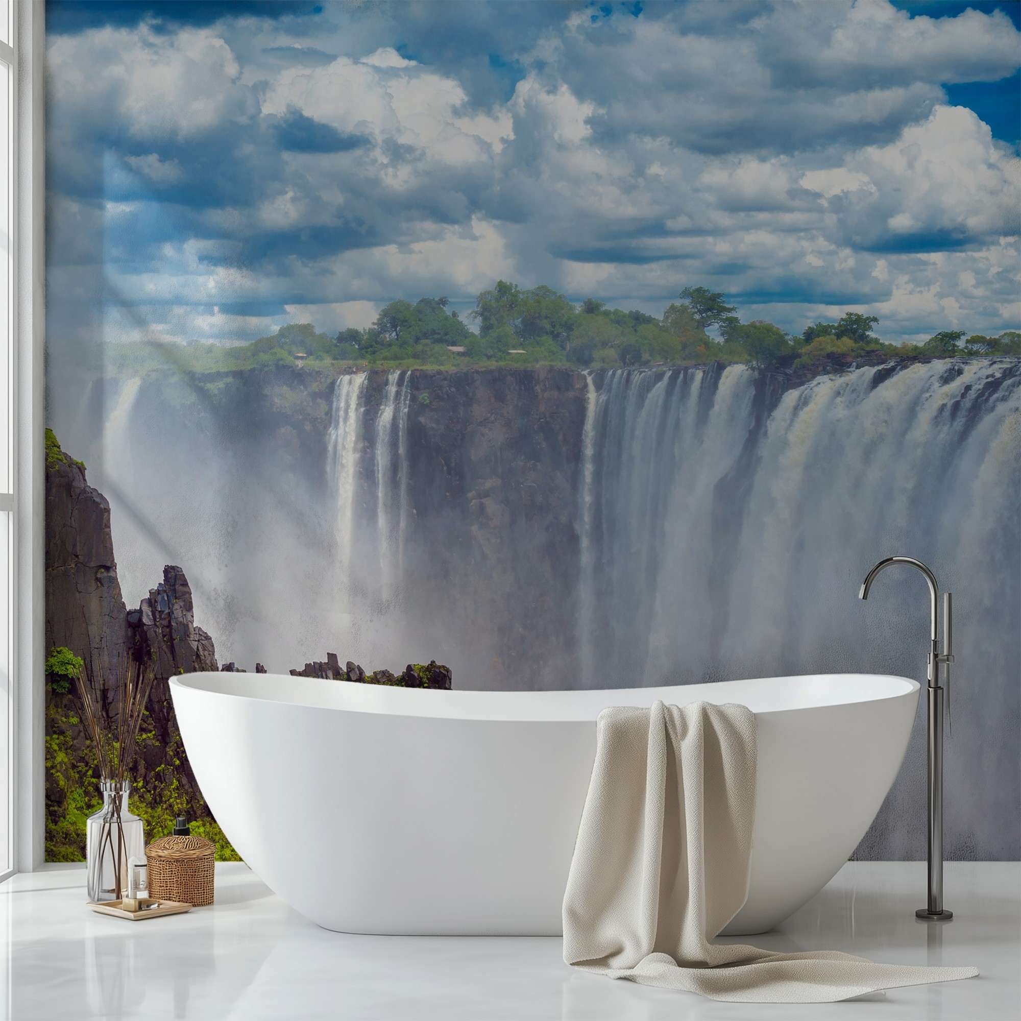 Afrikaanse Waterval met Groene Kliffen