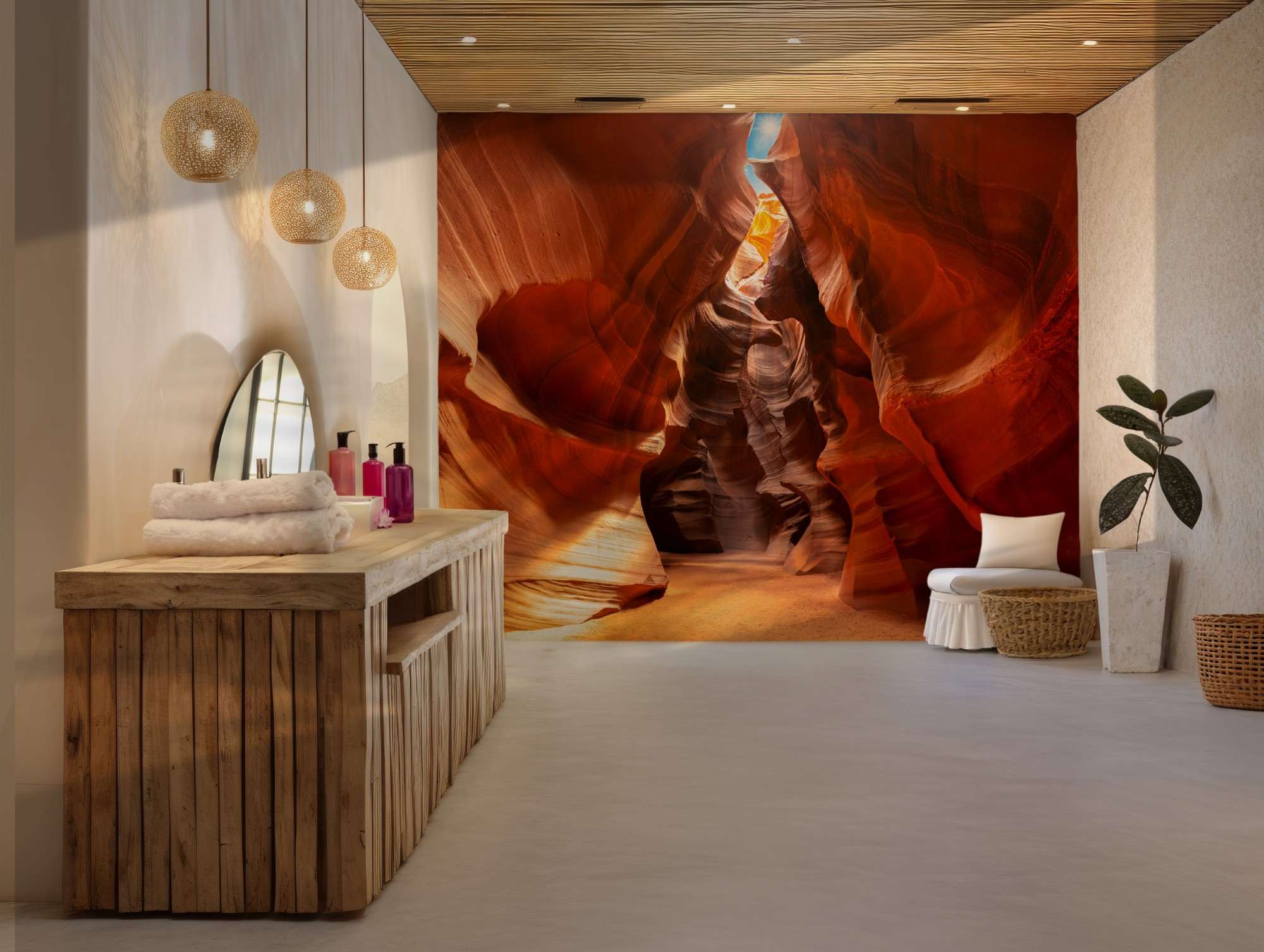 Antelope Canyon met Wandelpad en Lichtstralen