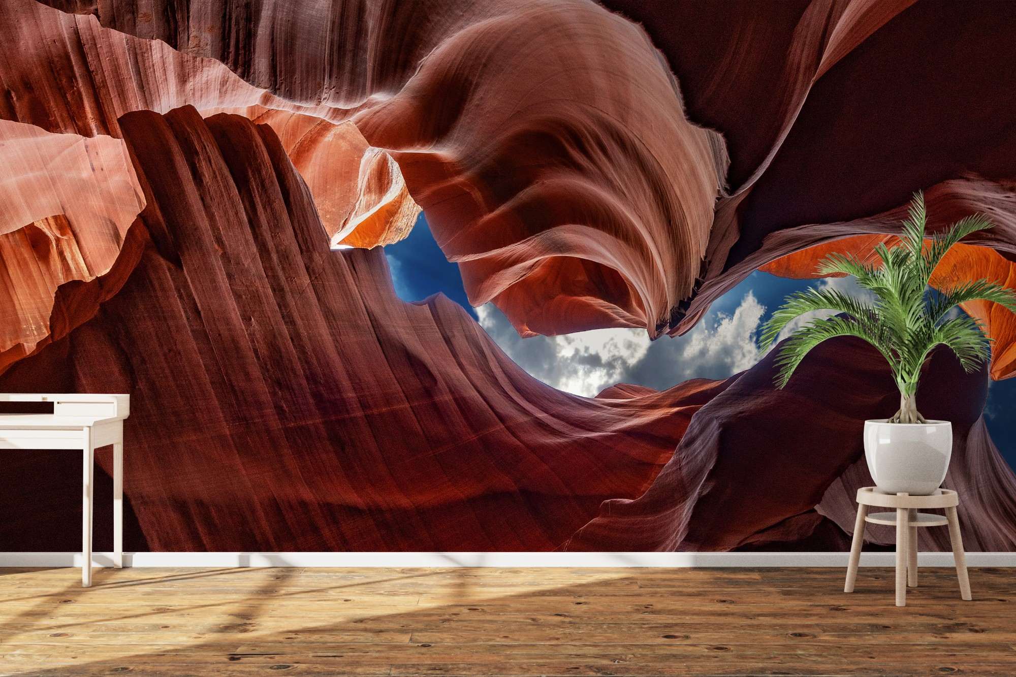 Antelope Canyon Panorama met Blauwe Lucht