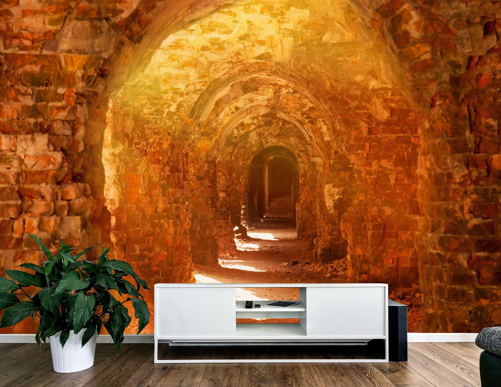 Bakstenen Tunnel met Gouden Licht