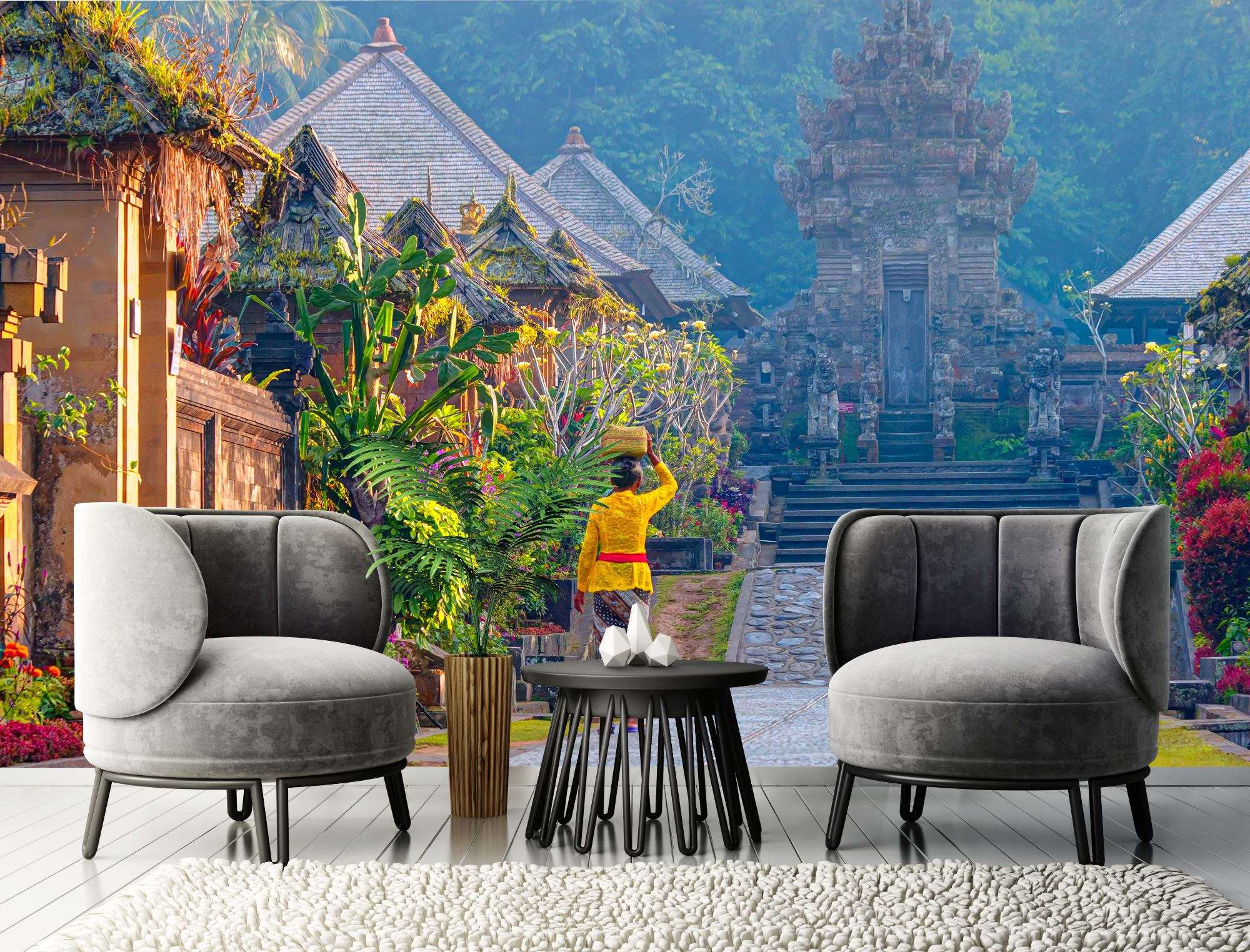 Balinees Dorp met Tempel en Traditionele Architectuur