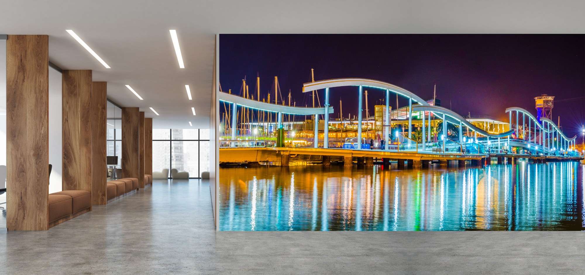 Barcelona Haven Brug bij Nacht