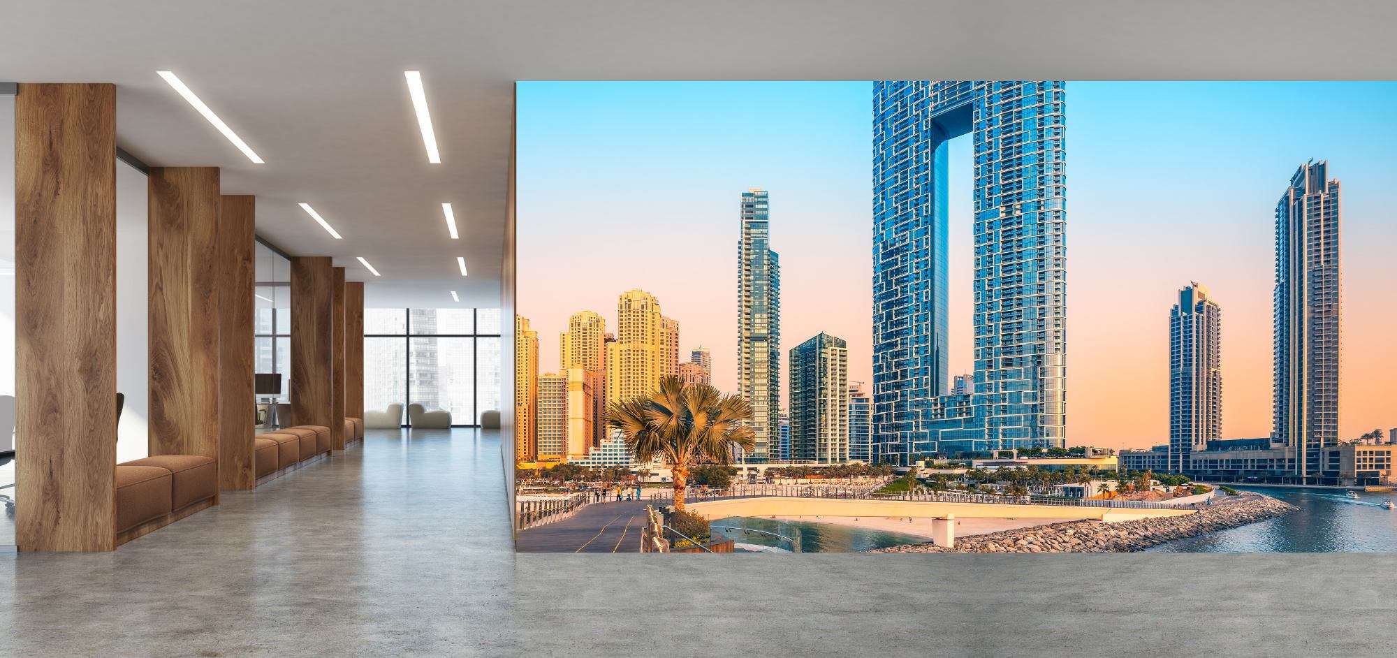 Dubai Skyline met Moderne Waterfront Architectuur