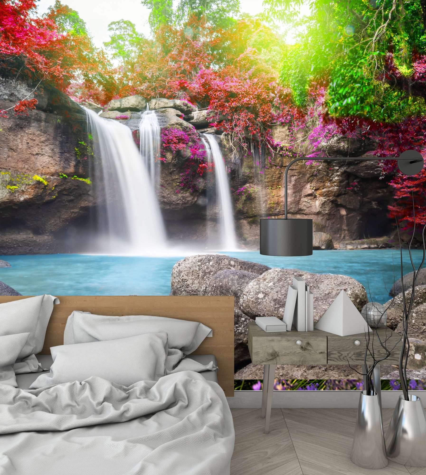 Dubbele Waterval met Rotsblokken