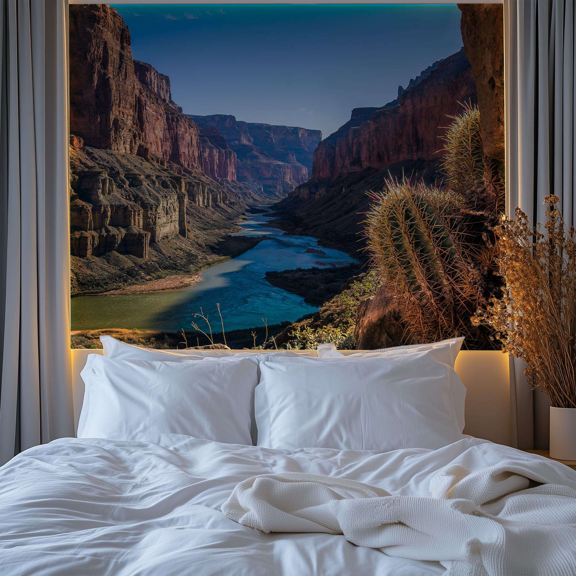 Grand Canyon met Colorado River en Cactussen