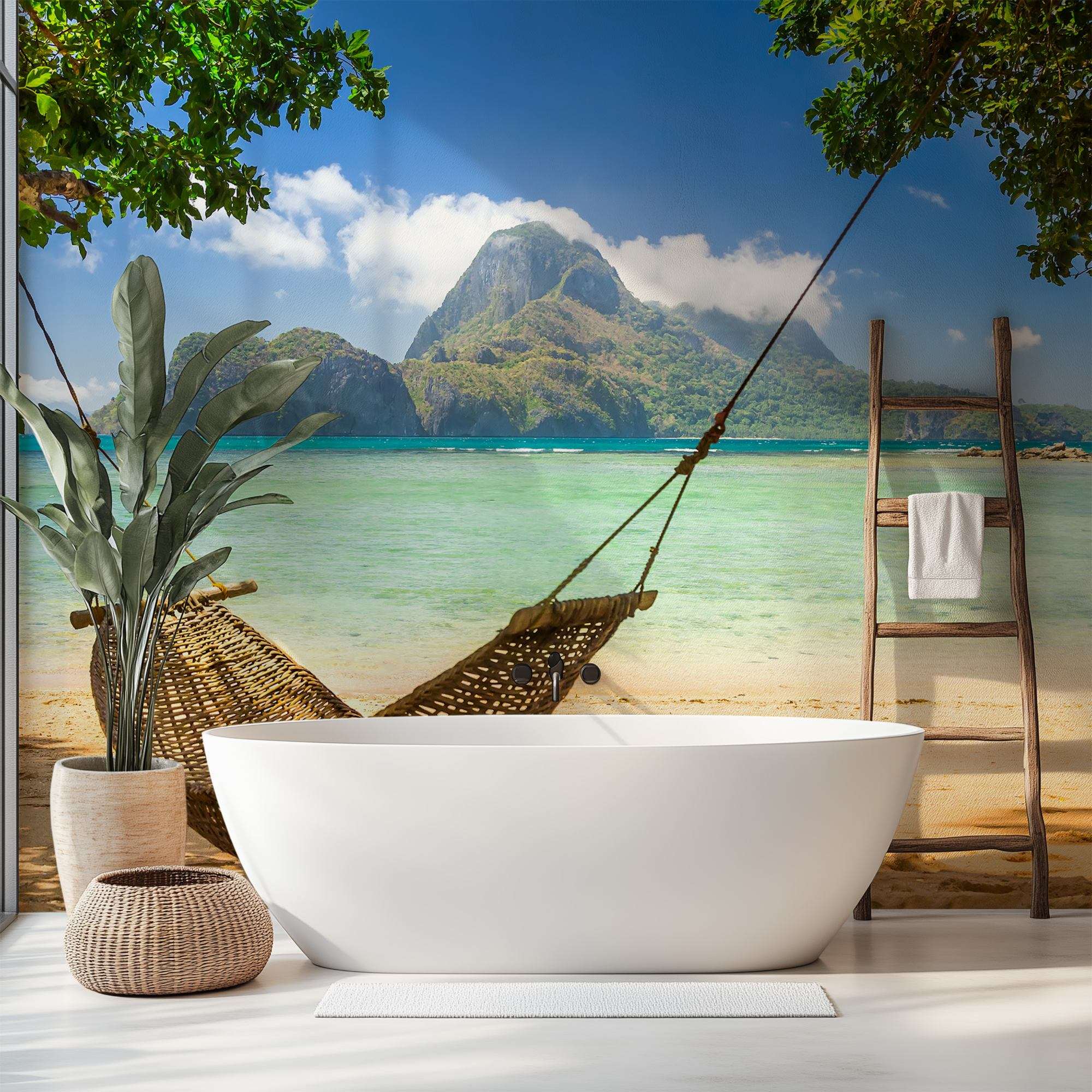 Hangmat op Bali Strand met Tropisch Uitzicht