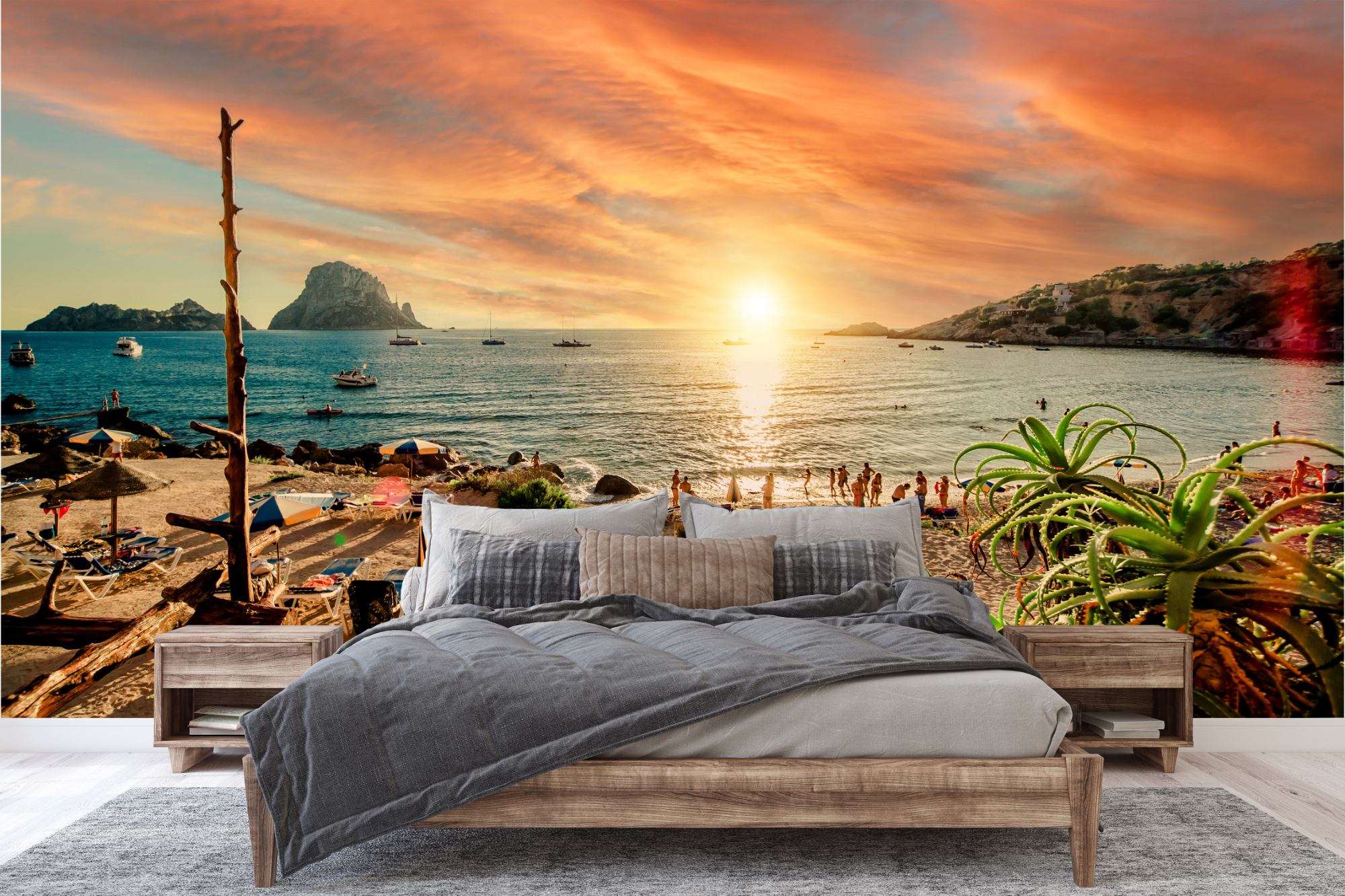 Ibiza Stad bij Zonsondergang met Reflectie