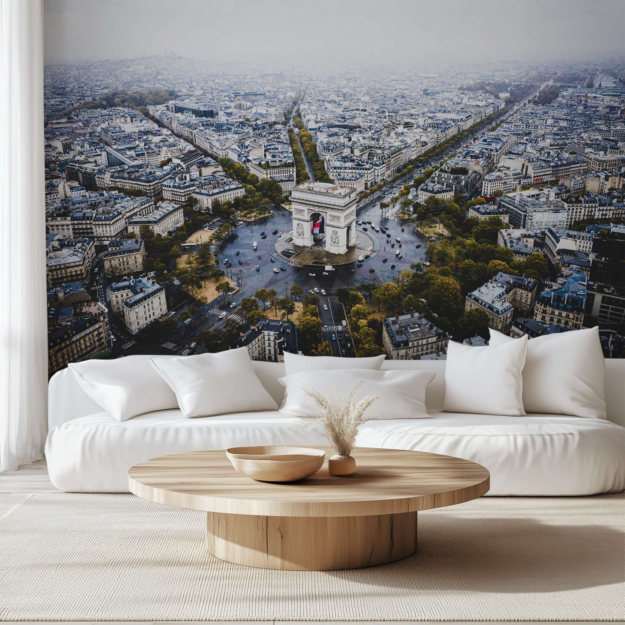 Luchtfoto Parijs met Arc de Triomphe