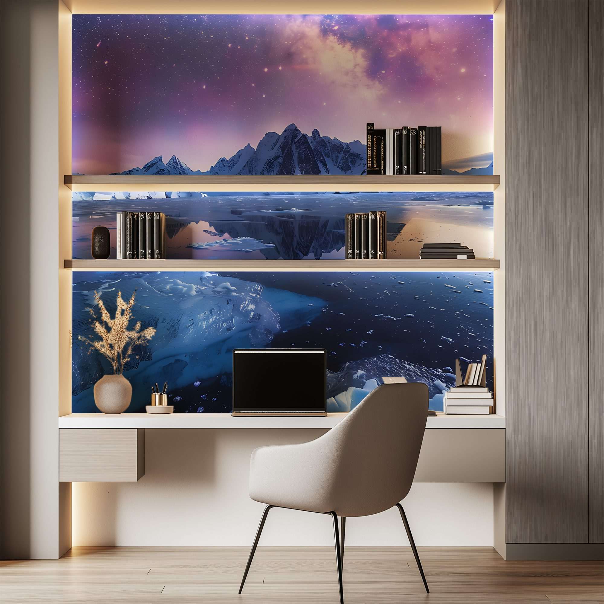 Noorderlicht en Melkweg boven Spiegelend IJsmeer