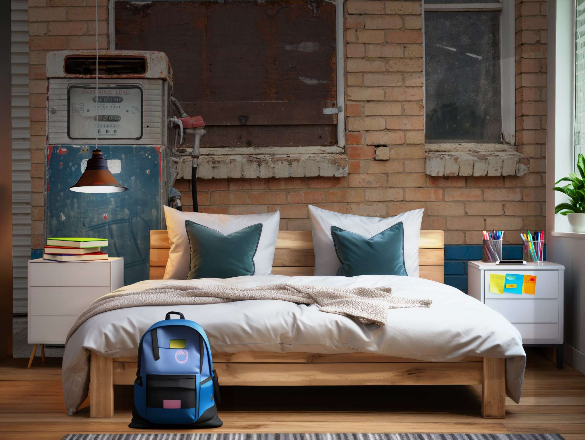 Oude Benzinepomp bij Verlaten Gebouw