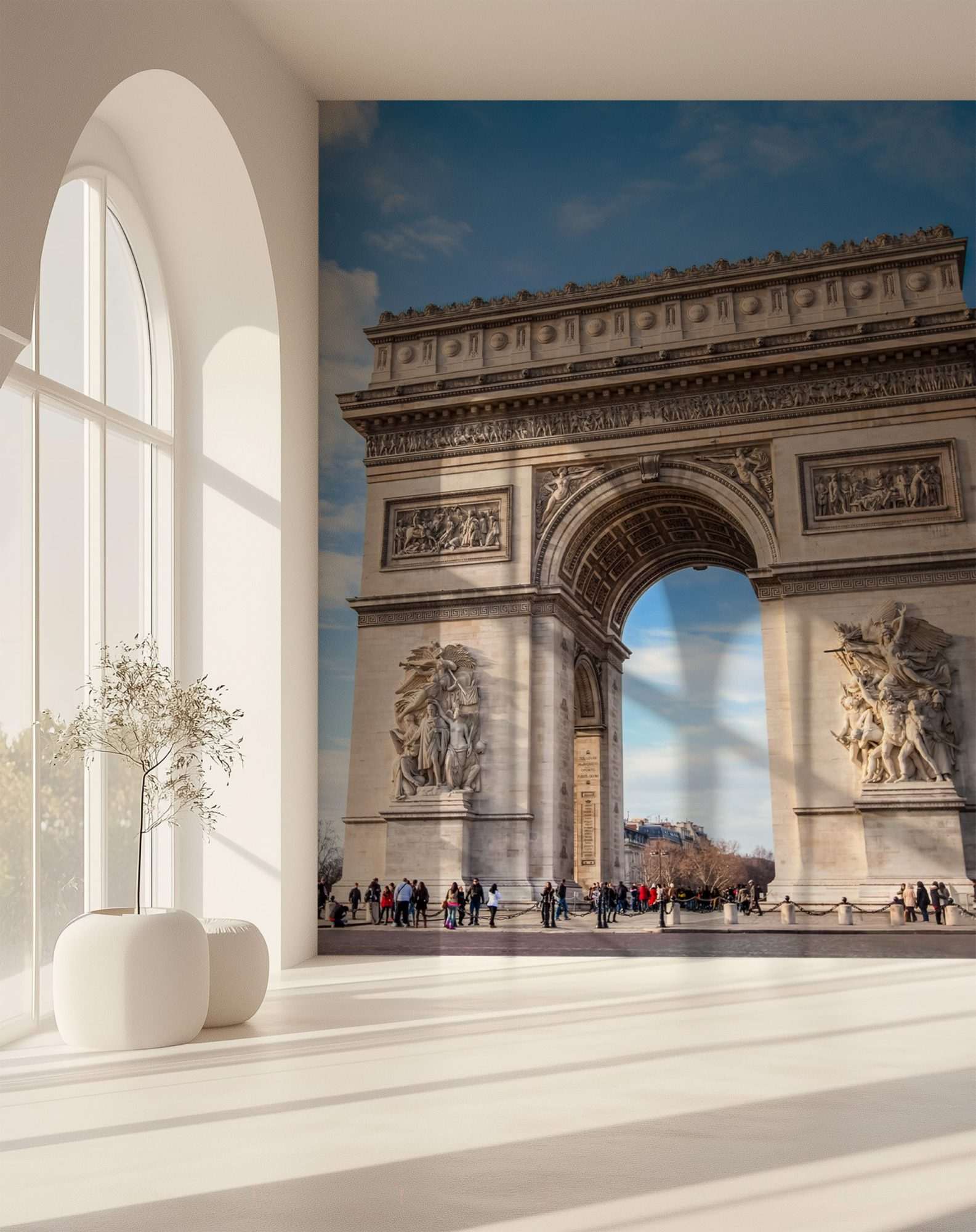 Parijs Arc de Triomphe onder Blauwe Lucht