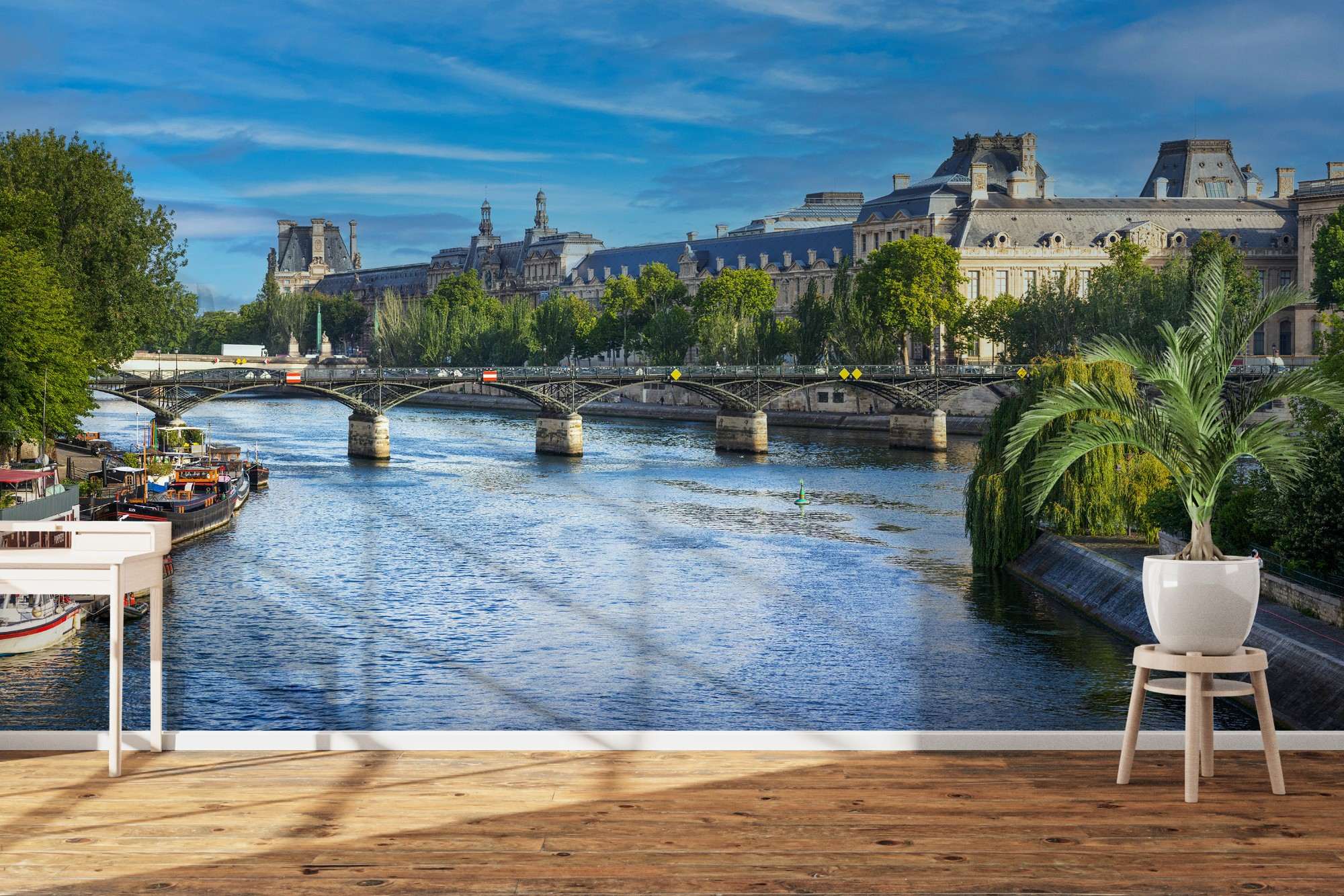 Seine met Brug en Historisch Gebouw in Parijs