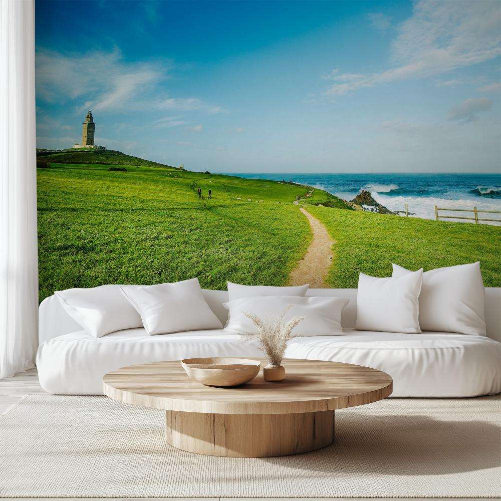 Veldpad richting Zee onder Blauwe Lucht