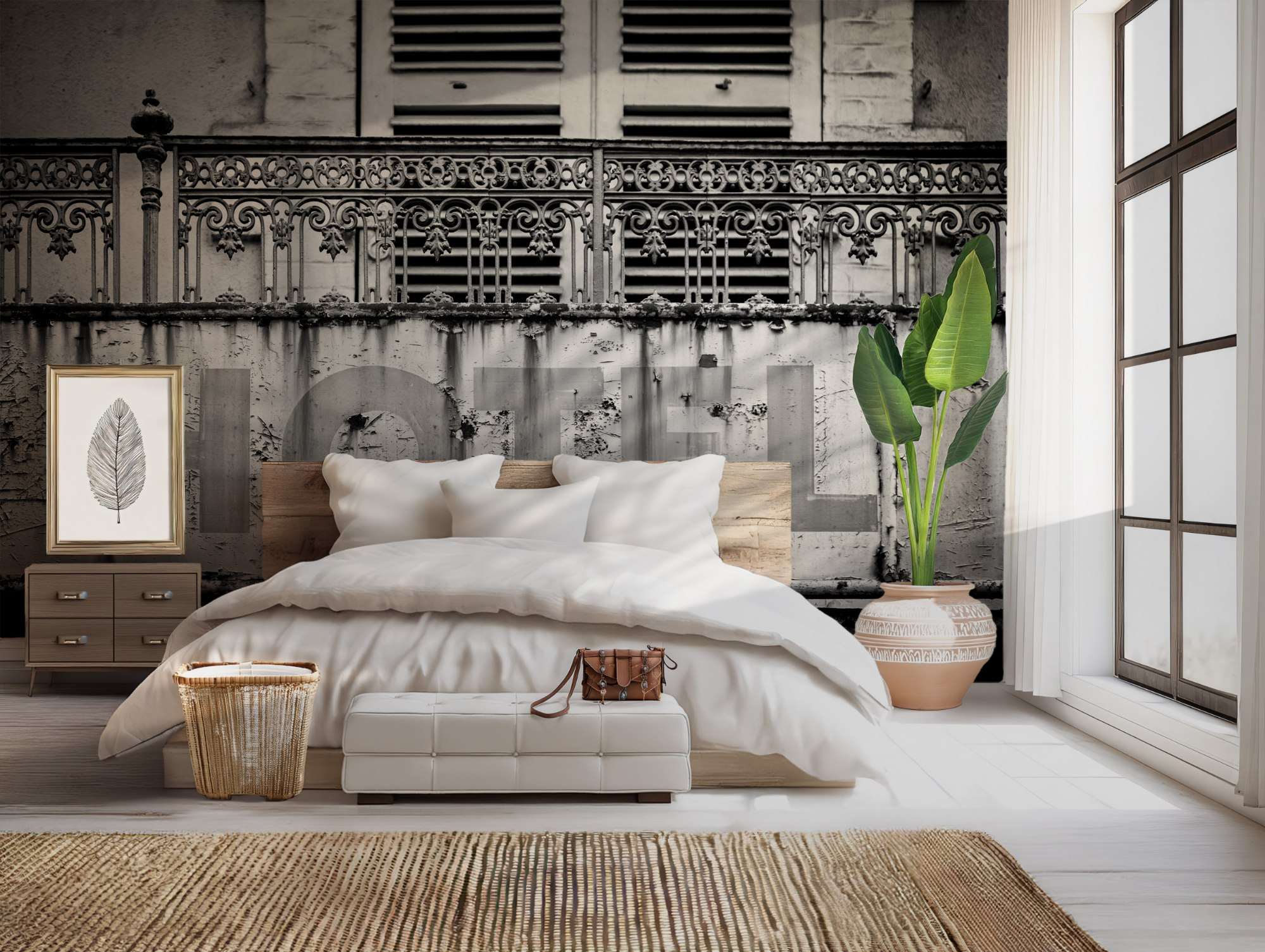 Verlaten Hotelgevel met Oud Uithangbord