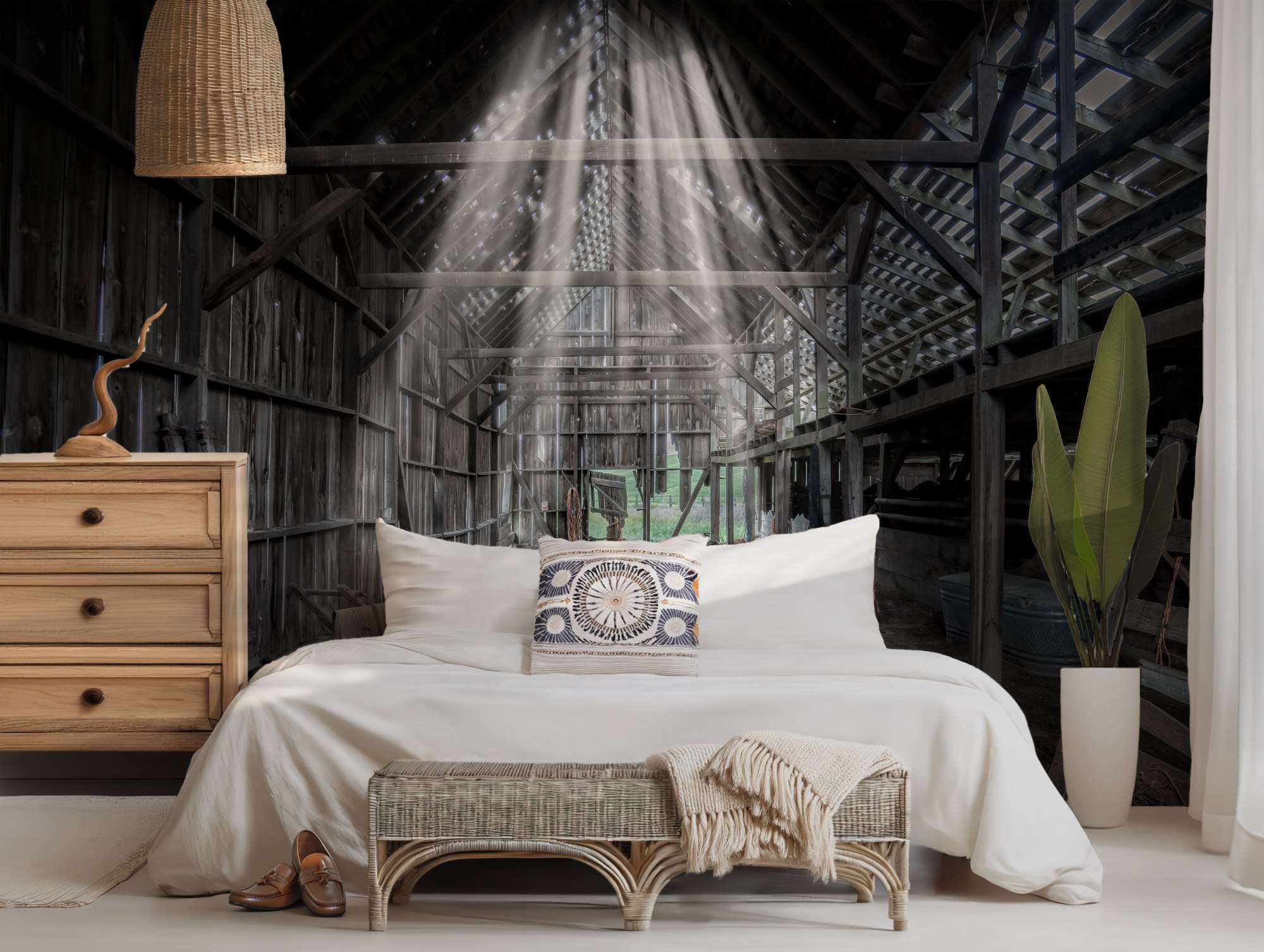 Verlaten Opslagruimte met Lichtstralen