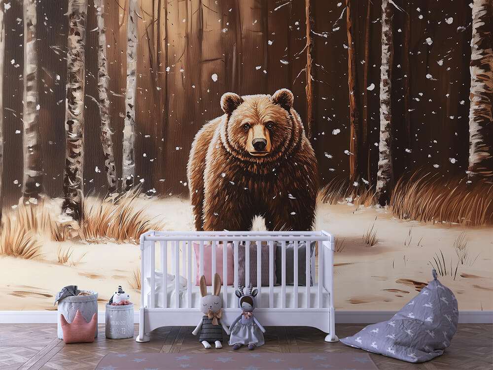 Beer in winterbos kinderkamer