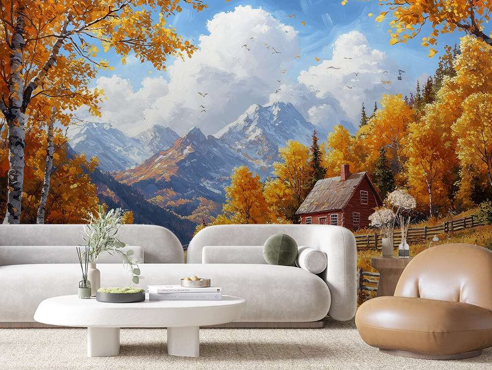 Berglandschap met Herfstkleuren en Chalet