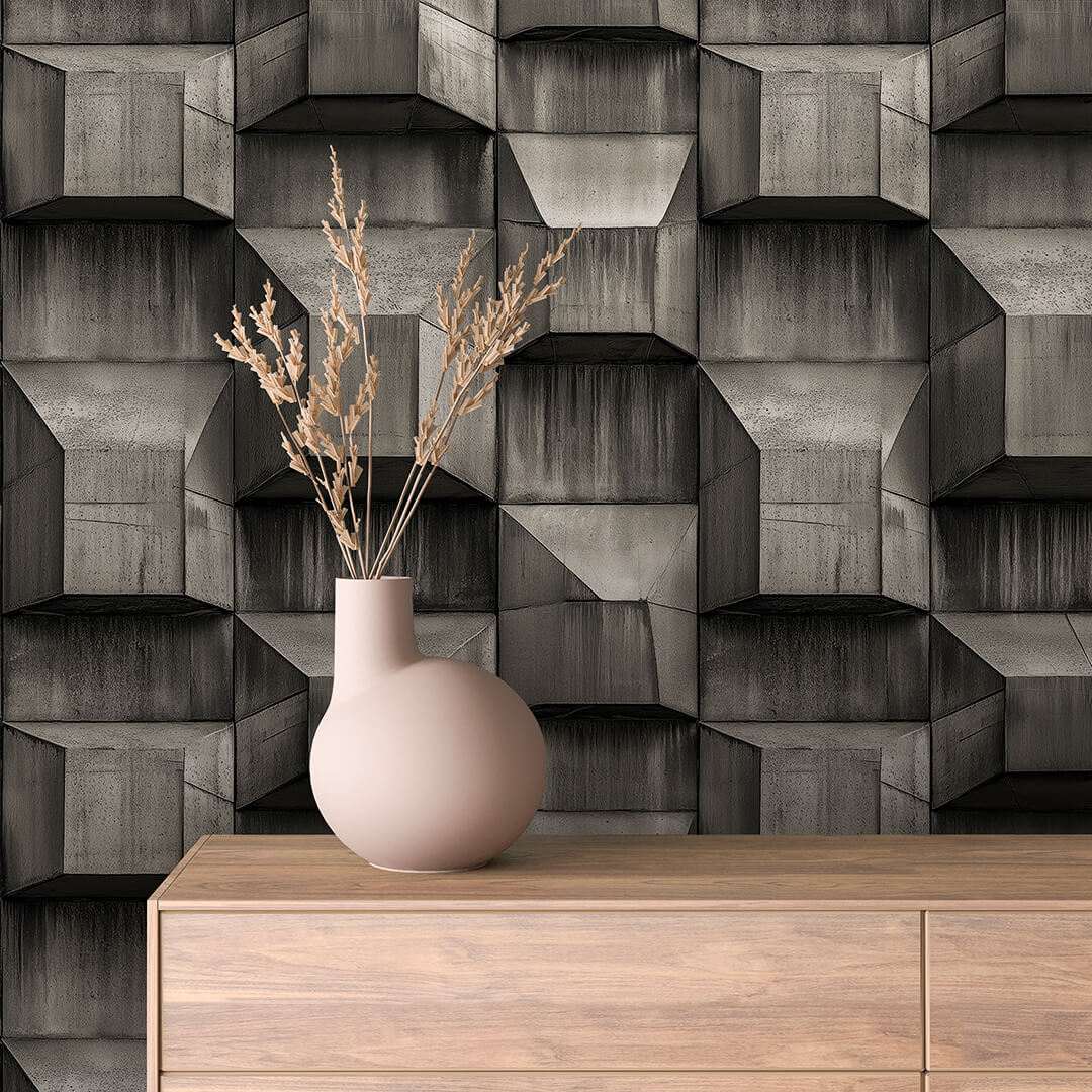 Beton reliëf met kubistische blokstructuur