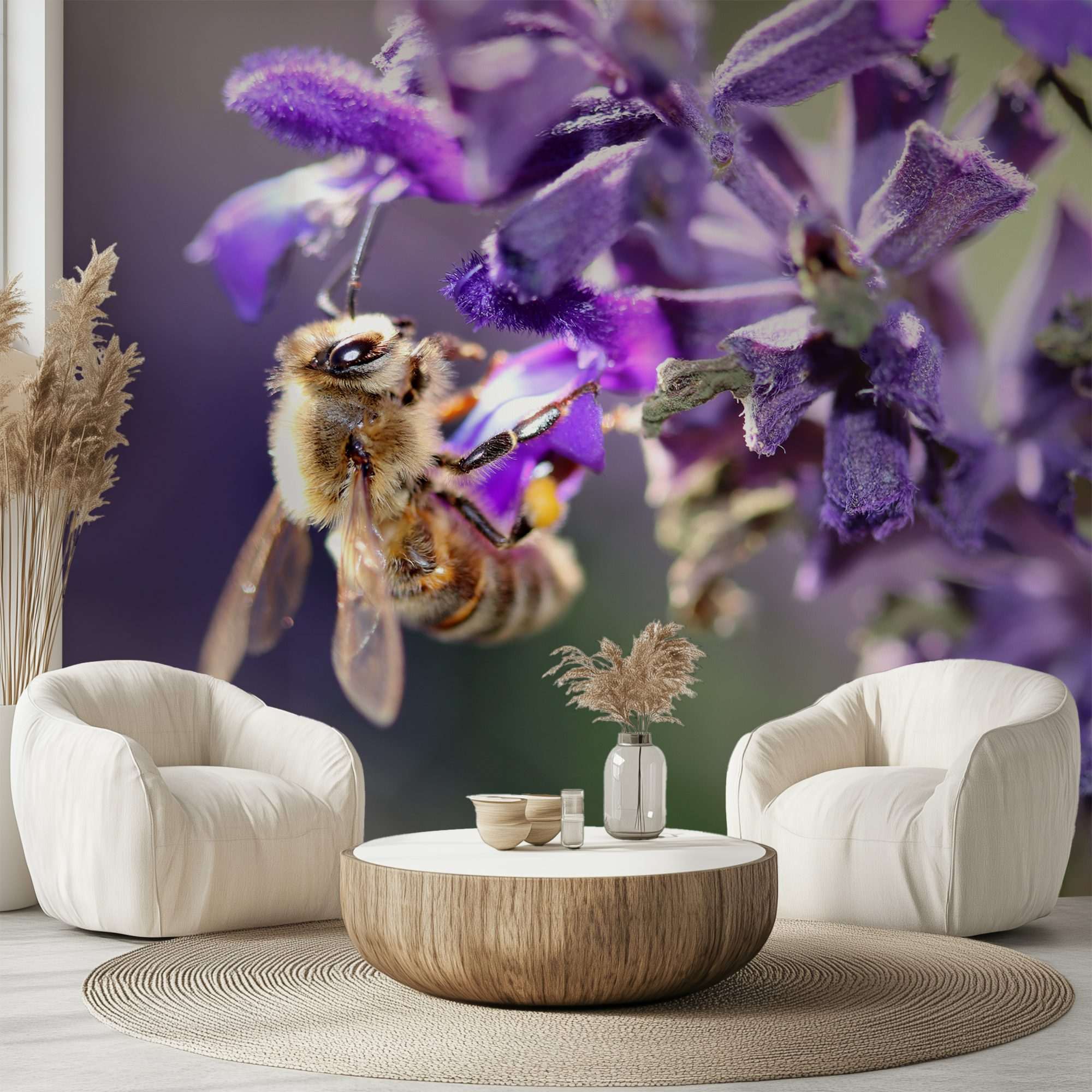 Bij aan Paarse Salie Bloemen