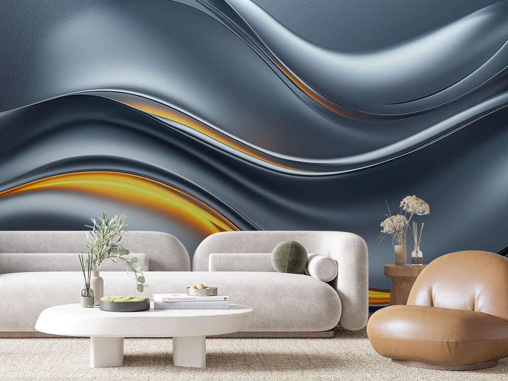 Blauw Gouden Abstracte Golven