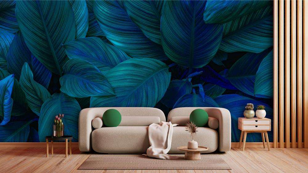 Blauwgroene Tropische Bladeren met Diepte