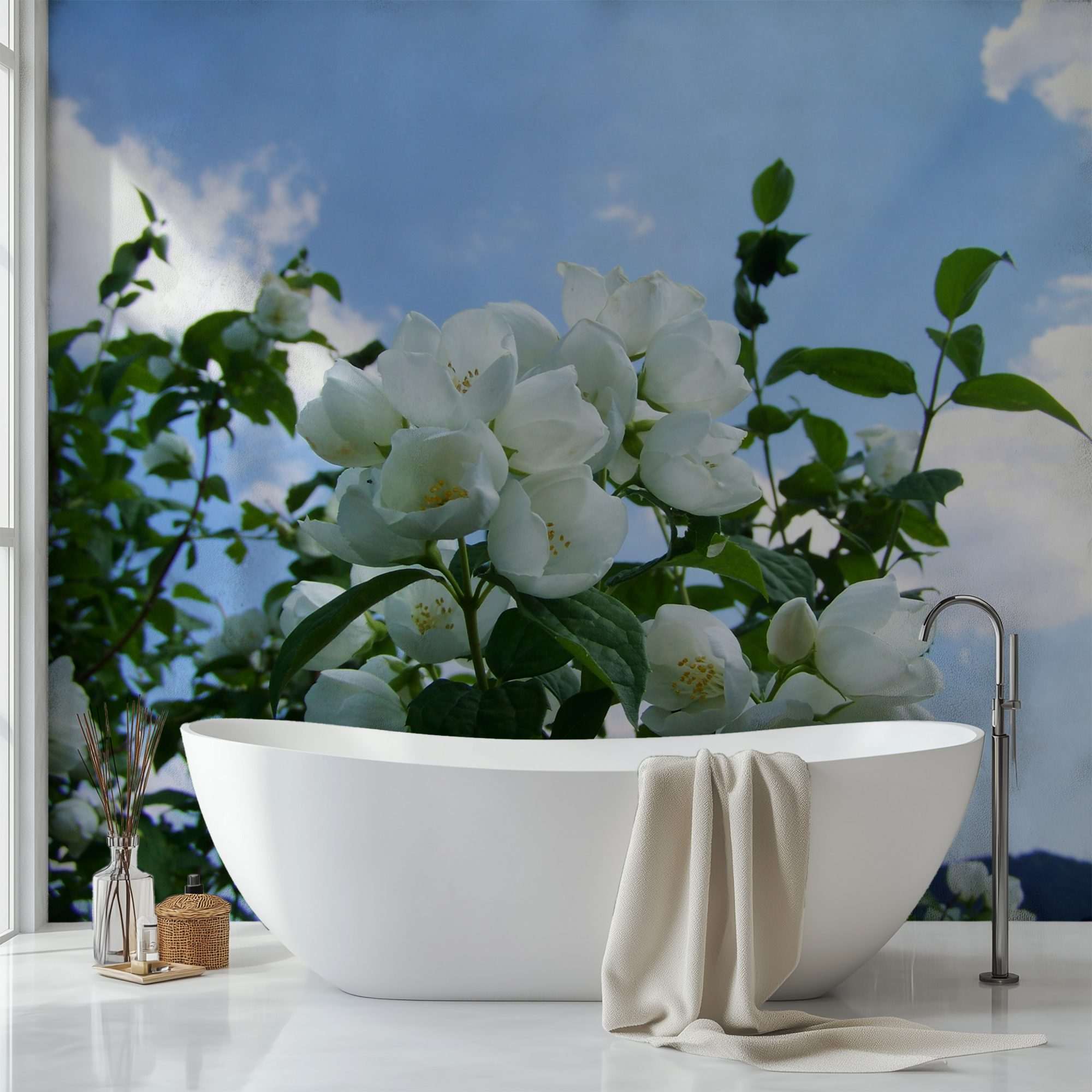 Bloeiende Jasmijnstruik tegen Lucht