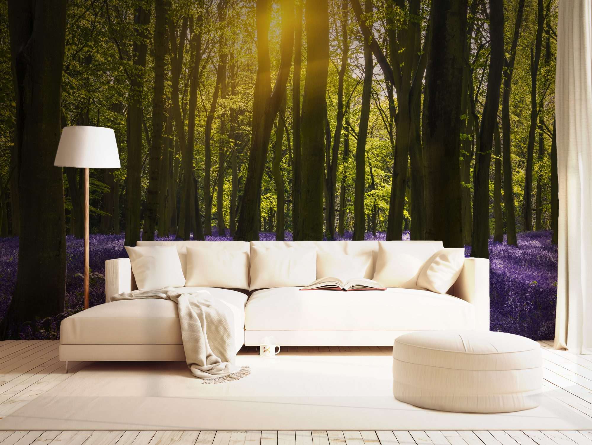 Bos met Paarse Bloemen en Zonlicht