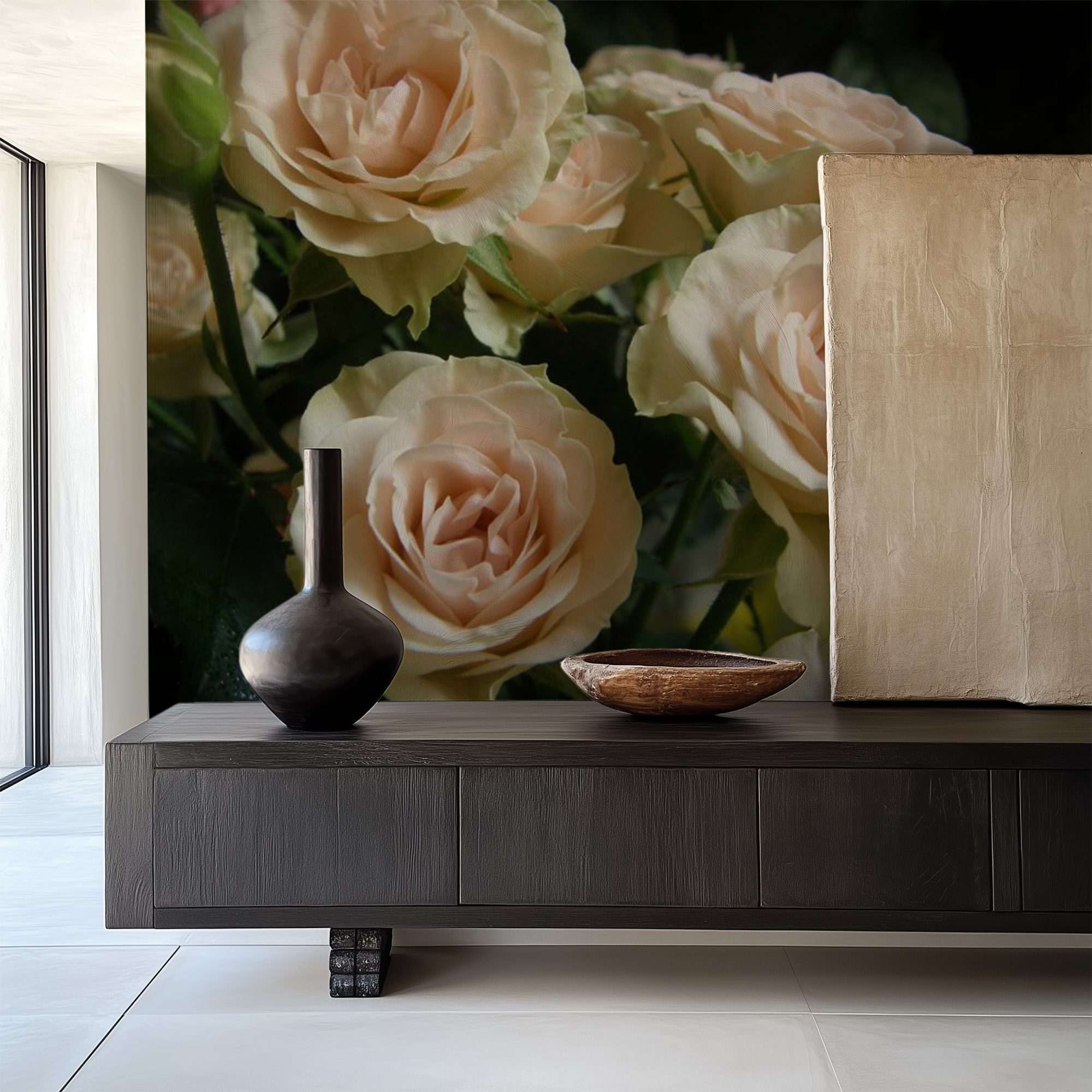 Crème Witte Rozen in Tuin