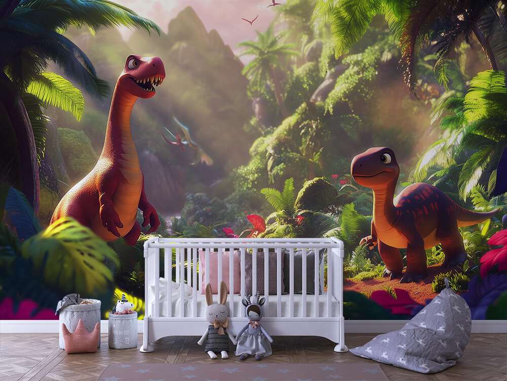 Dinosaurus jungle landschap kinderkamer