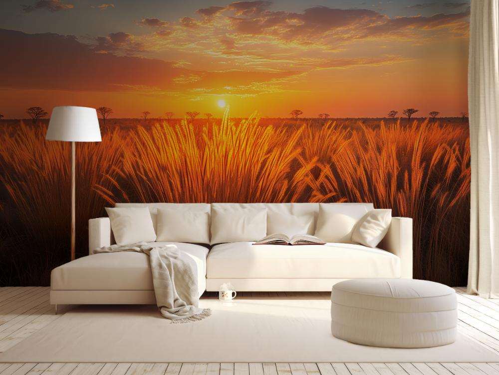 Gouden Grasveld bij Zonsondergang