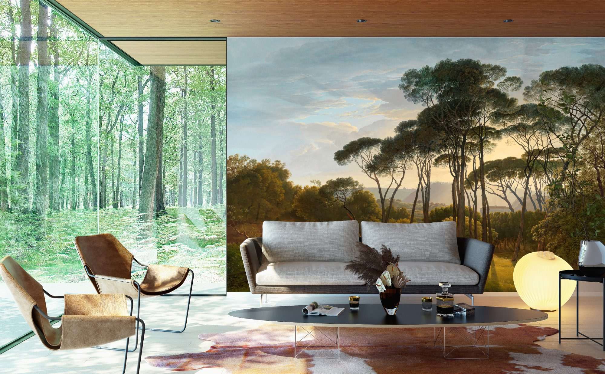 Hendrik Voogd - Italiaans landschap met parasoldennen