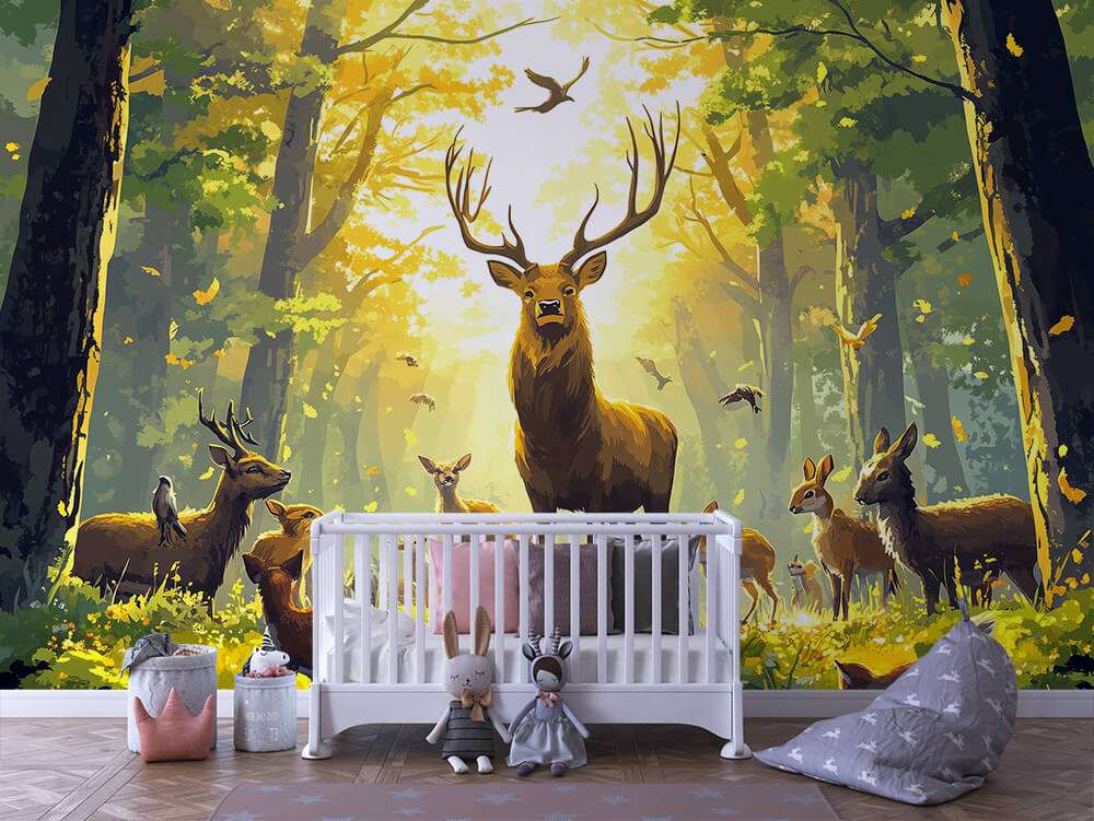 Hertenbos met zonlicht natuur landschap