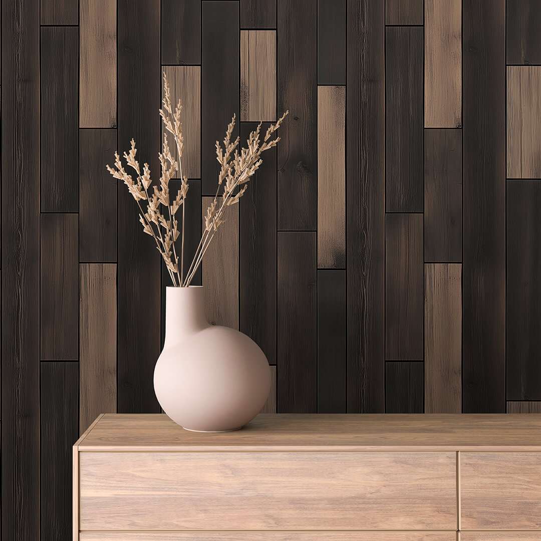 Houten panelen met modern geometrisch patroon