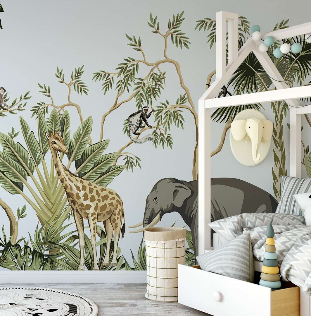 Jungle dieren illustratie kinderkamer
