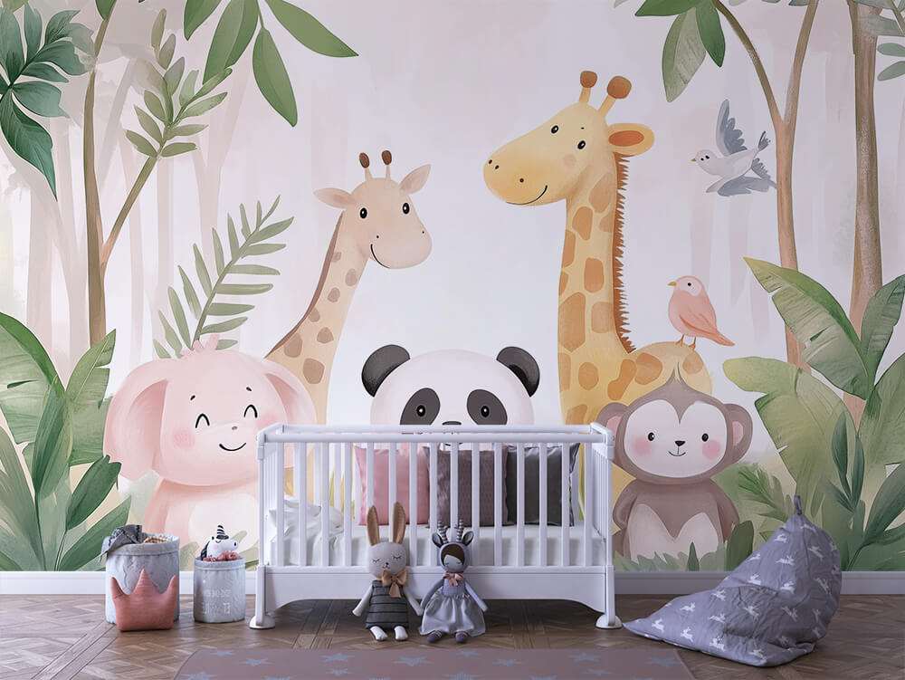 Jungle dieren panda kinderkamer