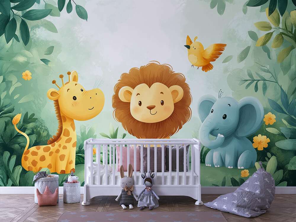 Jungle dieren pastel kinderkamer