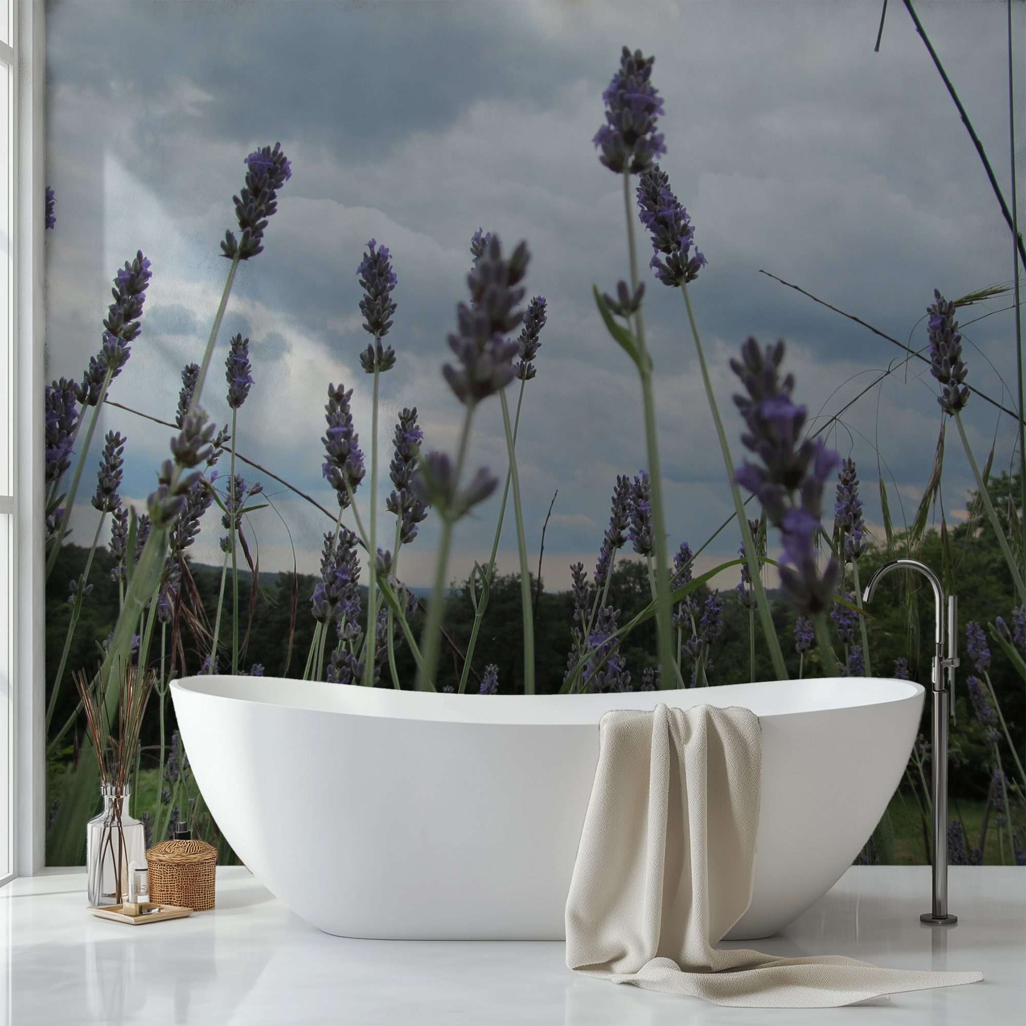 Lavendelveld met Bloeiende Lavendeltakken