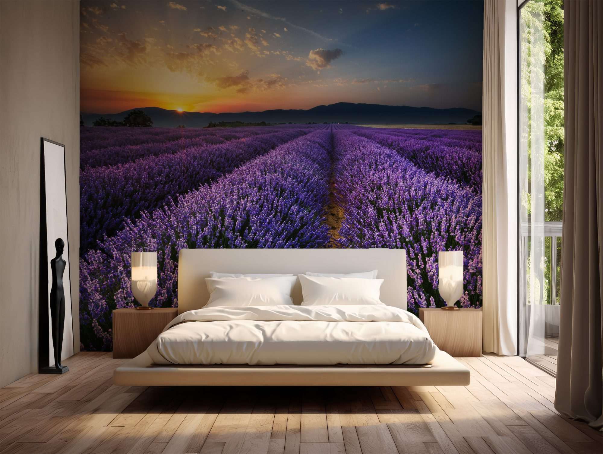 Lavendelveld bij Zonsondergang