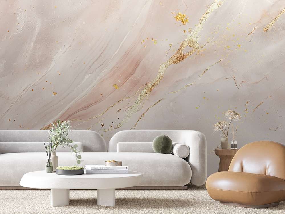 Licht beige marmer met gouden aders