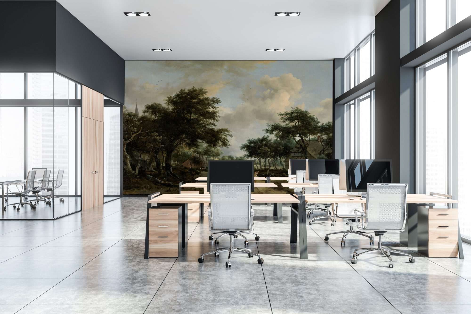 Meindert Hobbema - Boslandschap met een vrolijk gezelschap in een