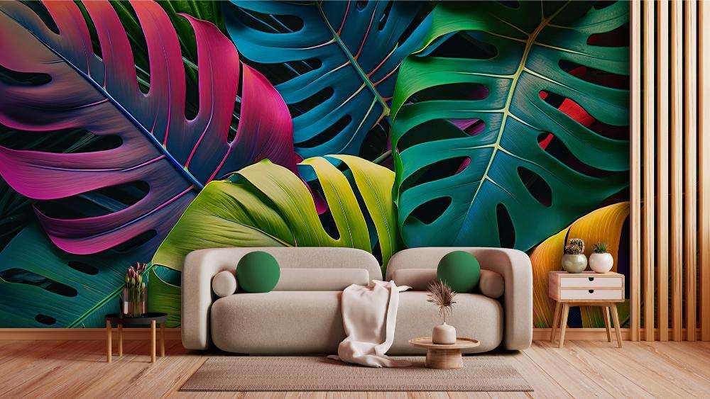 Multicolor Tropische Bladeren Modern Design