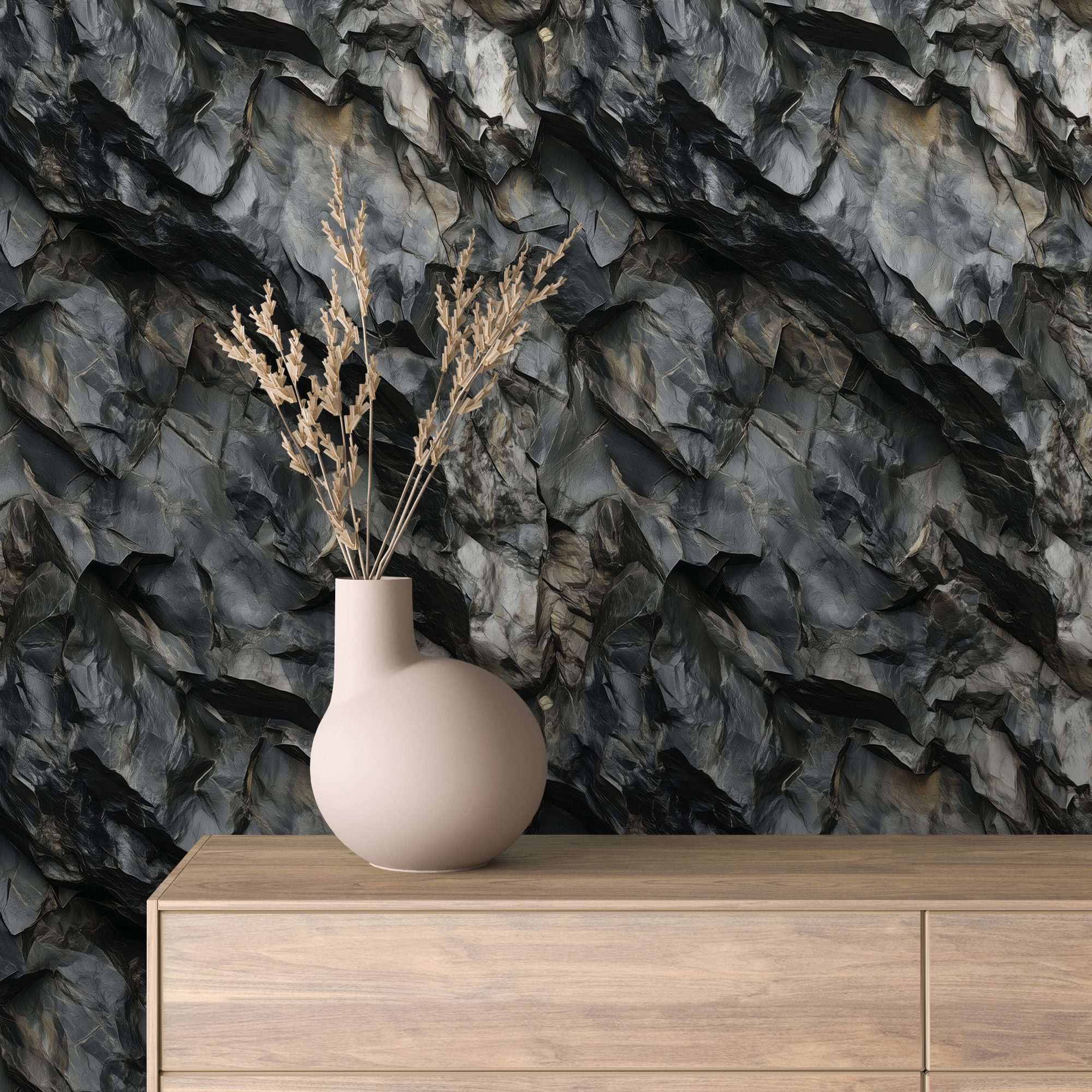 Natuurlijke rotsstructuur met donkere steenlagen