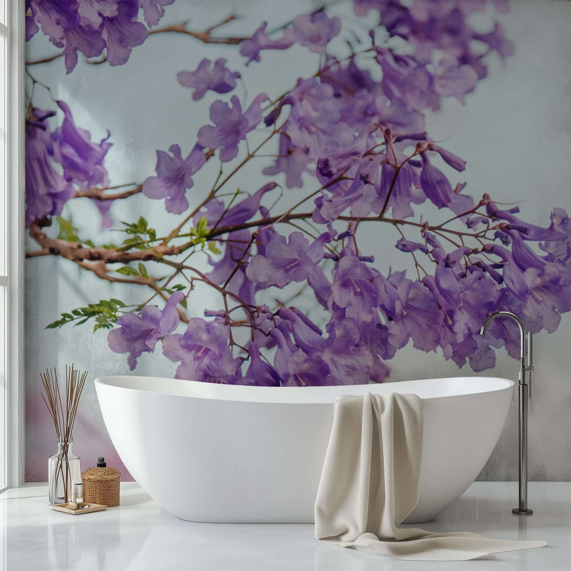 Paarse Hortensia Tak in Bloei